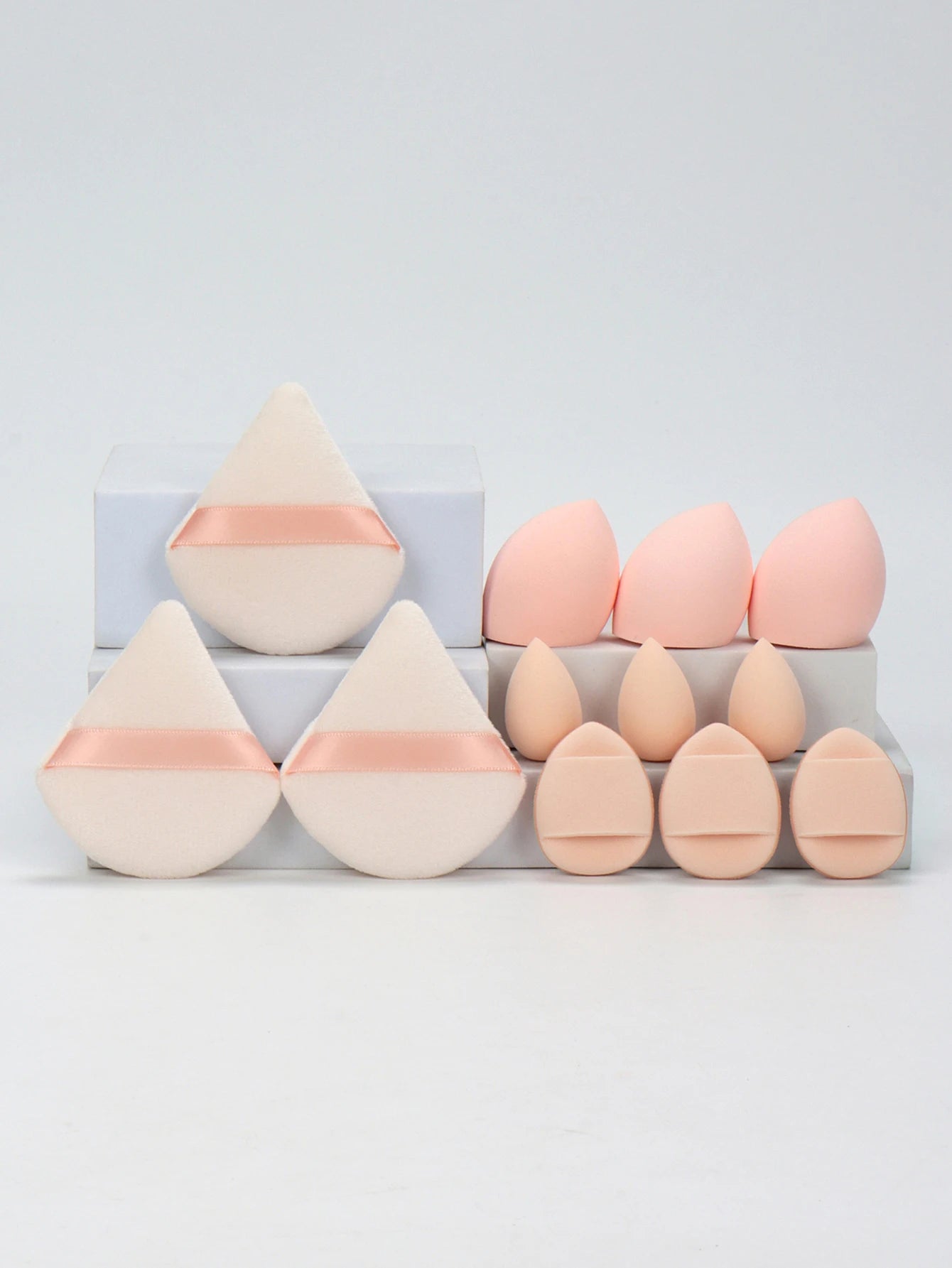 Jura (12-Piece All-Purpose Makeup Sponge Set, Made of 3 Loose Powder Puffs, 3 Mini Air Cushion Puffs, 3 Beauty Eggs and 3 Mini Beauty)