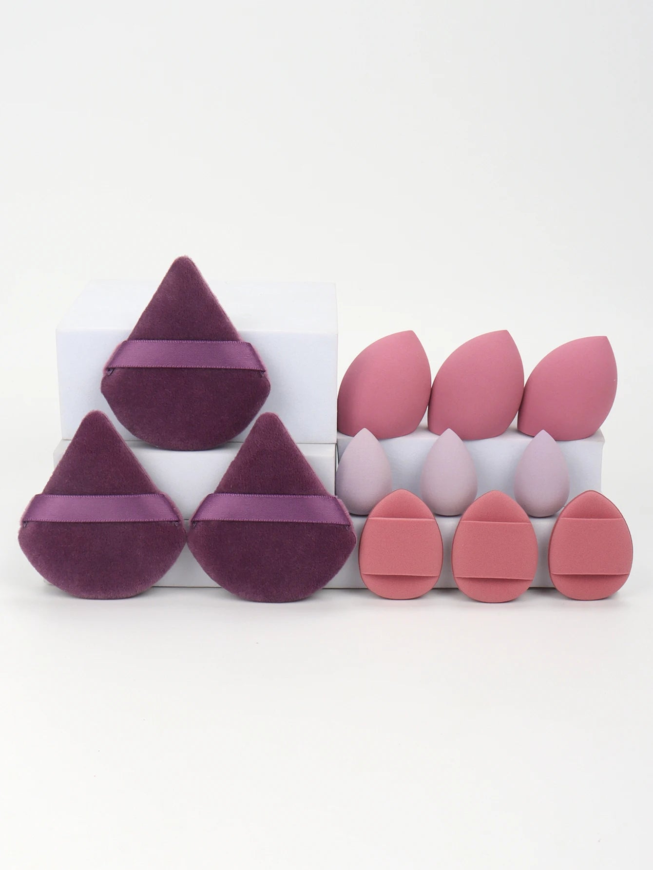 Jura (12-Piece All-Purpose Makeup Sponge Set, Made of 3 Loose Powder Puffs, 3 Mini Air Cushion Puffs, 3 Beauty Eggs and 3 Mini Beauty)