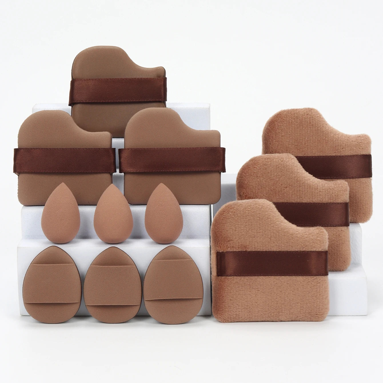 Jura (12-Piece All-Purpose Makeup Sponge Set, Made of 3 Loose Powder Puffs, 3 Mini Air Cushion Puffs, 3 Beauty Eggs and 3 Mini Beauty)