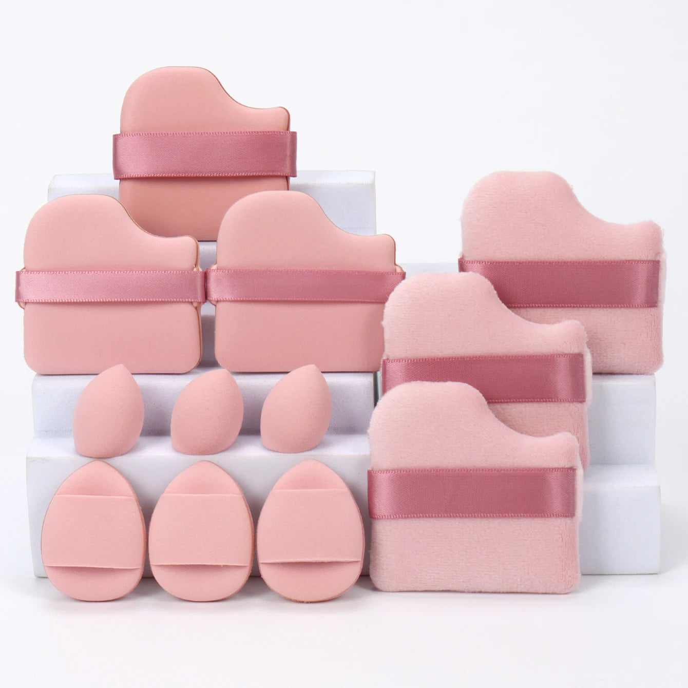 Jura (12-Piece All-Purpose Makeup Sponge Set, Made of 3 Loose Powder Puffs, 3 Mini Air Cushion Puffs, 3 Beauty Eggs and 3 Mini Beauty)