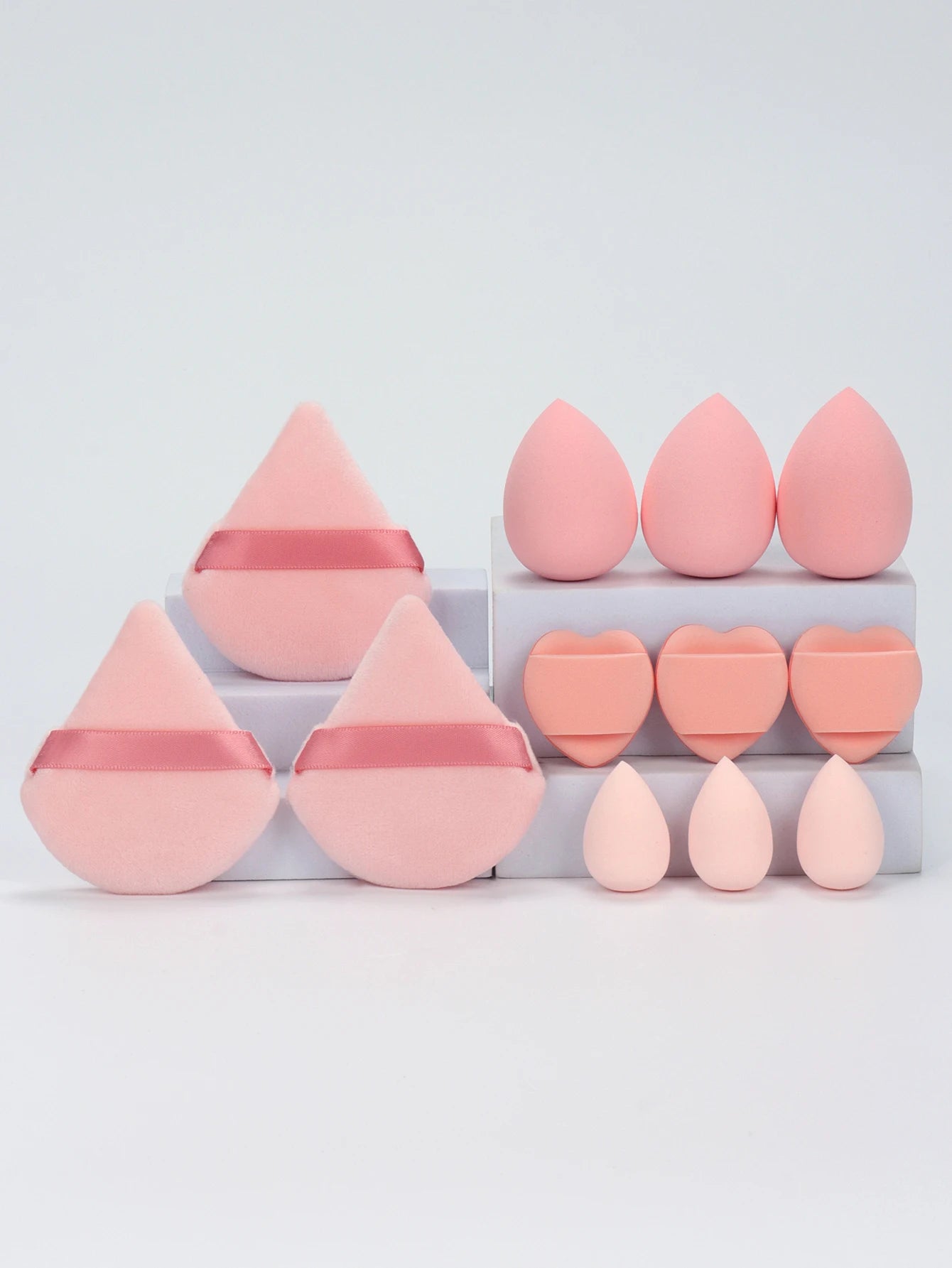 Jura (12-Piece All-Purpose Makeup Sponge Set, Made of 3 Loose Powder Puffs, 3 Mini Air Cushion Puffs, 3 Beauty Eggs and 3 Mini Beauty)