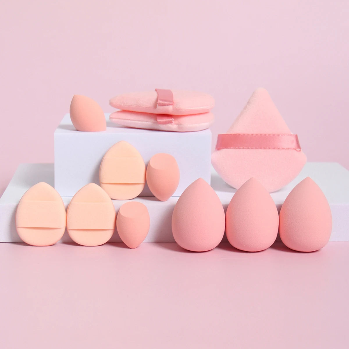 Jura (12-Piece All-Purpose Makeup Sponge Set, Made of 3 Loose Powder Puffs, 3 Mini Air Cushion Puffs, 3 Beauty Eggs and 3 Mini Beauty)