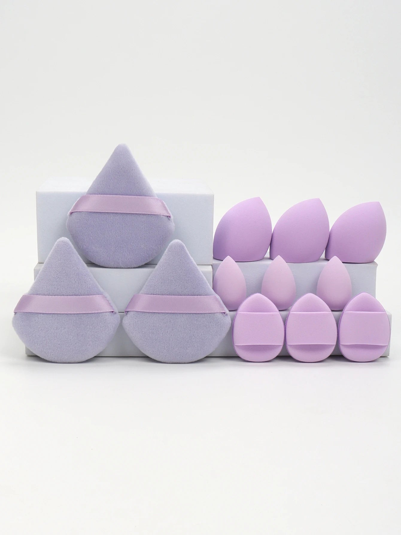 Jura (12-Piece All-Purpose Makeup Sponge Set, Made of 3 Loose Powder Puffs, 3 Mini Air Cushion Puffs, 3 Beauty Eggs and 3 Mini Beauty)