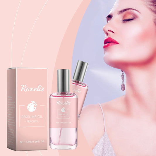 Roxelis 50ml Elegant Peach Perfume Refreshing Fruity Fragrance Stimulate Flirtation Dating Romantic Scent Woman Charming Perfume