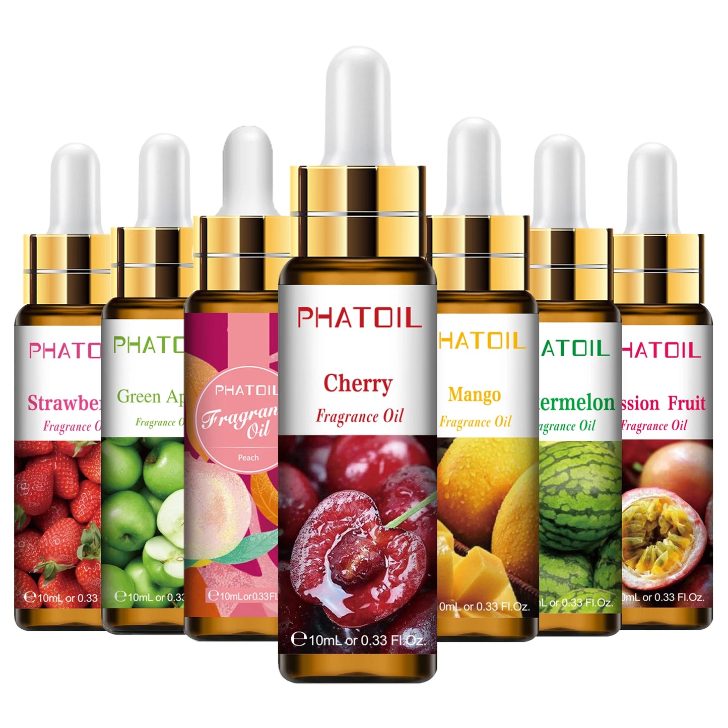 PHATOIL 1/3/9pcs 10ml Fruit Fragrance Oil Peach Strawberry Passion Fruit Cherry Mango Watermelon Apple Aroma Fragrance Oils