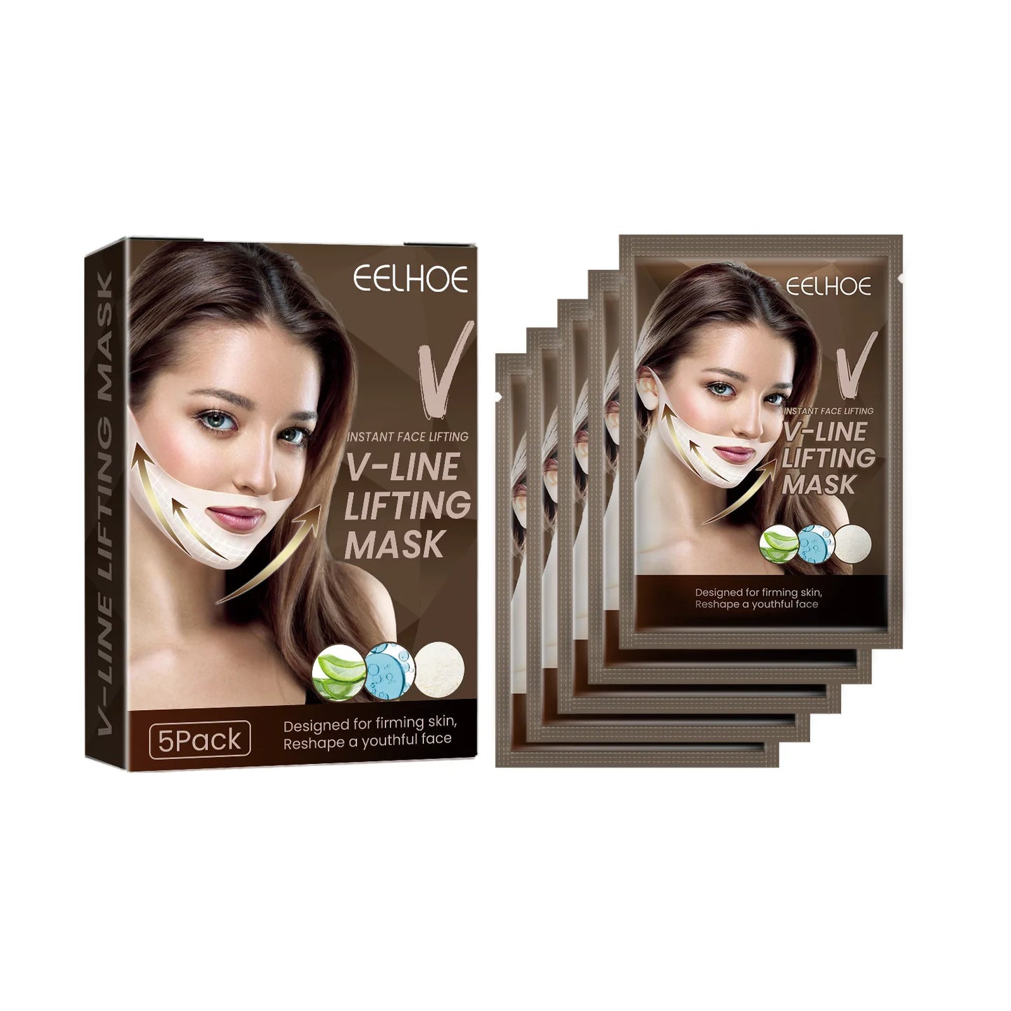 V Shape Face Mask Tighten Skin Firming Moisturizing Facial Lifting Anti Wrinkle Against Aging Remove Double Chin Mask 5pc