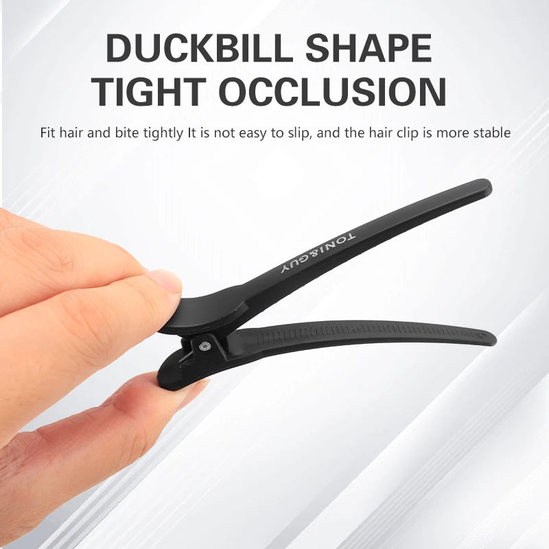 12pcs Hairdressing Hair Clip Salon  Alligator Hair Clips Plastic Black Non-Slip Clamps Salon Hair Care Styling Tools