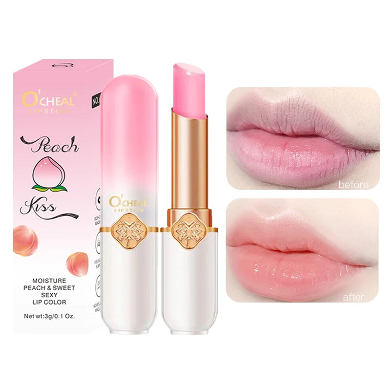 O'CHEAL Color Fruit Lipstick Peach Temperature Changing Lip balm Moisturizing