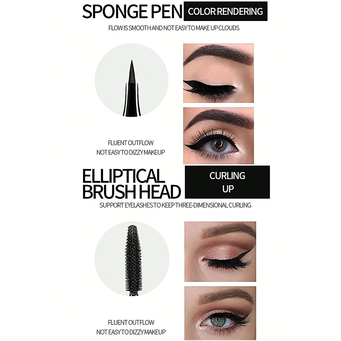 Waterproof Mascara Set Cosmetics Eye Liner Thick Curling Mascara Eyebrow Pencil Eyes Makeup