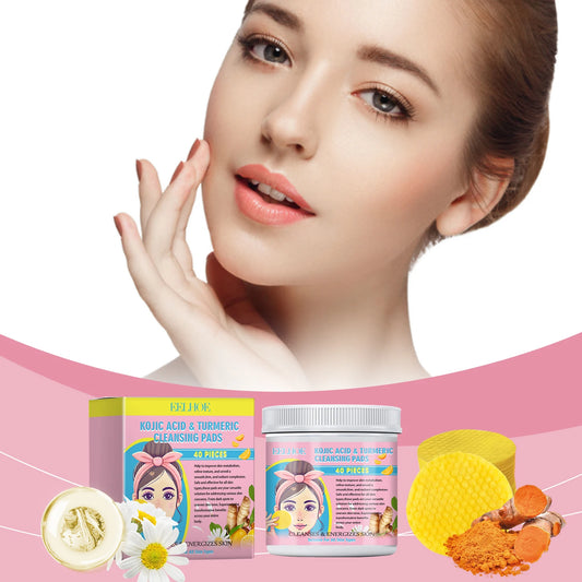 40pcs Turmeric Kojic Acid Facial Cleansing Pads Exfoliating Cleaning Remover Pores Dirt Moisturizing Daily Face Clean Skin Care