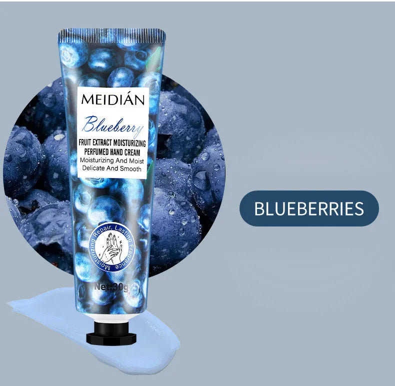 Five piece fruit scented hand cream for moisturizing and long-lasting fragrance retention. Hand care mask cream