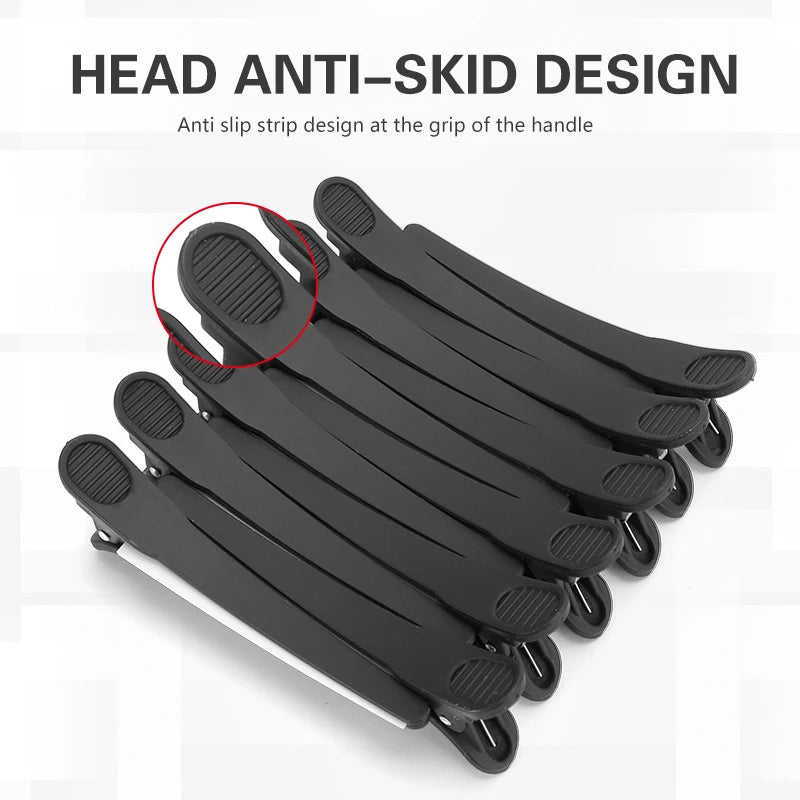 12pcs Hairdressing Hair Clip Salon  Alligator Hair Clips Plastic Black Non-Slip Clamps Salon Hair Care Styling Tools