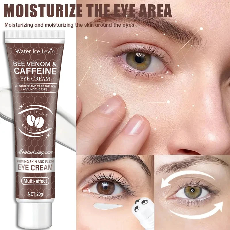 Natural Caffeine Powerful Moisturizing Firming Eye Cream 20g for Puffy and Dark Circles Post-Lifting Area after Using, Reduce Wrinkles and Aging, Light Beige Relaxation
