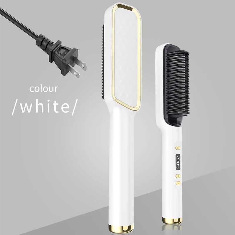 Professional Hair Straightener Brush - LED Display, Anti-Scald Design, 80-220°C Temperature Control