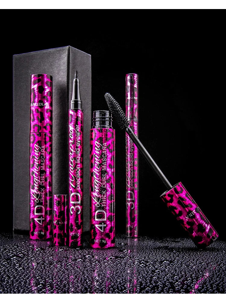 Waterproof Mascara Set Cosmetics Eye Liner Thick Curling Mascara Eyebrow Pencil Eyes Makeup