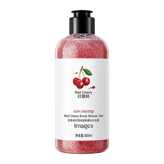 300ml Red Cherry Skin Exfoliating Shower Gel,  fruity scent cleanses the skin and moisturizes the skin