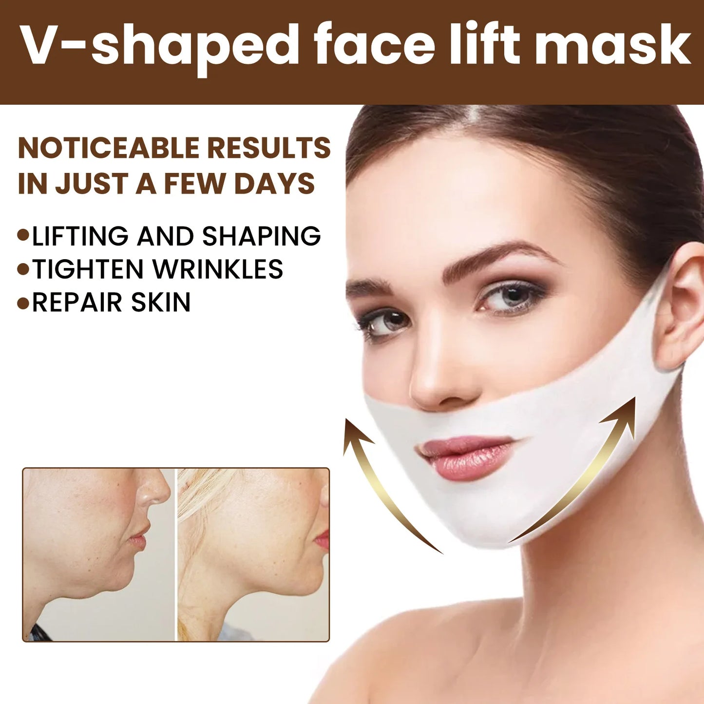 V Shape Face Mask Tighten Skin Firming Moisturizing Facial Lifting Anti Wrinkle Against Aging Remove Double Chin Mask 5pc