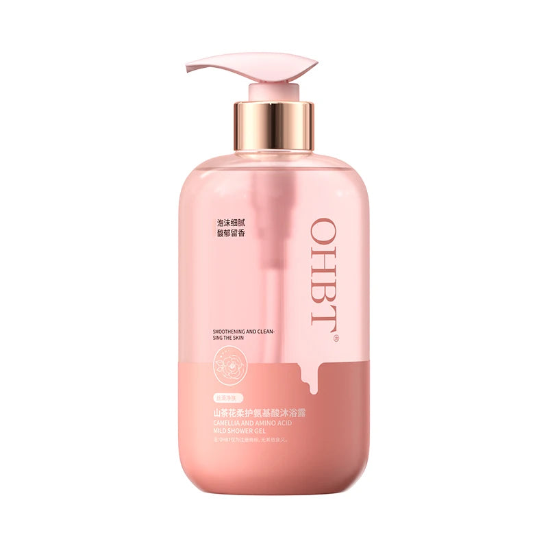OHBT Camellia Shower Gel, 500ml Long Lasting Fragrance Deep Cleansing Body Wash, Moisturizing Refresh Amino Acid Exfoliate