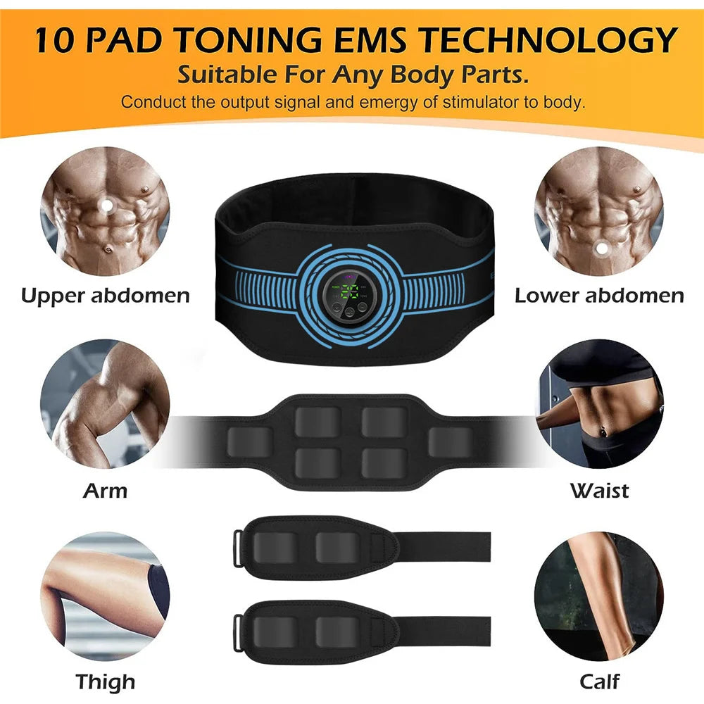 B T D abdominal fitness suit intelligent massage abdominal belt sticker can be used with water spray without gel pad USB charging