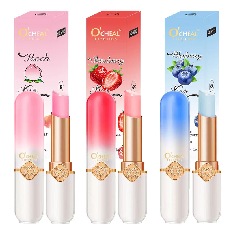 O'CHEAL Color Fruit Lipstick Peach Temperature Changing Lip balm Moisturizing