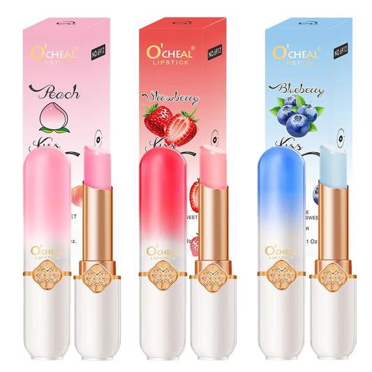 O'CHEAL Color Fruit Lipstick Peach Temperature Changing Lip balm Moisturizing