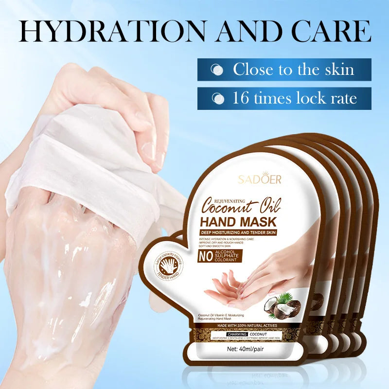 Coconut Moisturizing Hand Mask Whitening Nourishing Anti-aging Hydrating Hand Gloves for Hands Skin Care Products