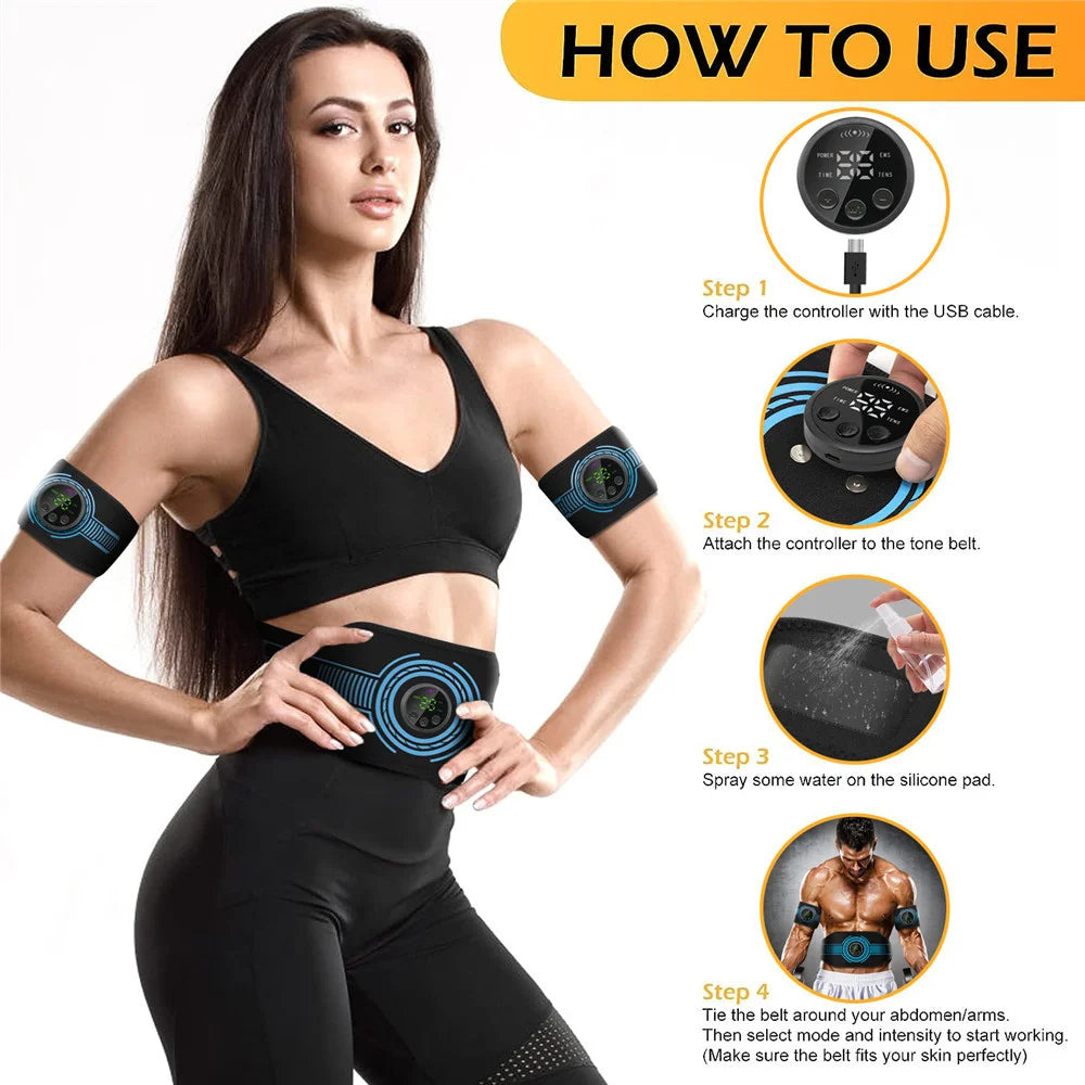 B T D abdominal fitness suit intelligent massage abdominal belt sticker can be used with water spray without gel pad USB charging