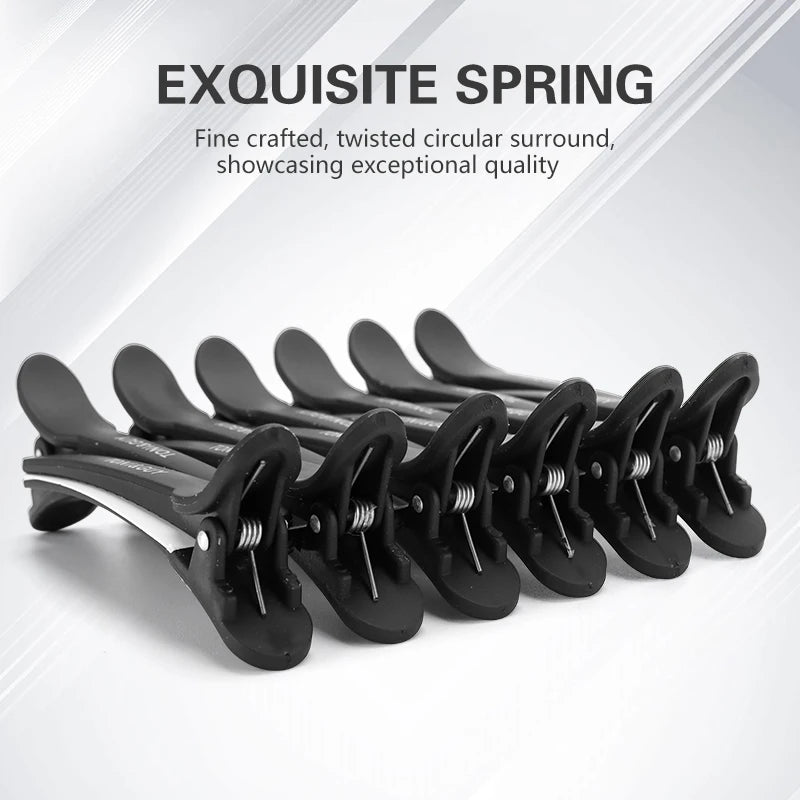 12pcs Hairdressing Hair Clip Salon  Alligator Hair Clips Plastic Black Non-Slip Clamps Salon Hair Care Styling Tools