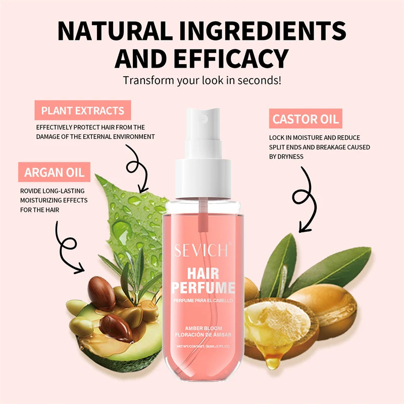 80ml Hair Perfume Long-lasting Natural Fragrance Hair Spray Liquid Plants Extract Moisturizing Hair Care Hair Mist for Men Women